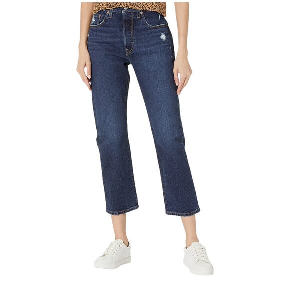 Levi's Denim - New Levi's 501 Original Dark Wash Straight Leg High Rise Cropped Jeans 25 x 26